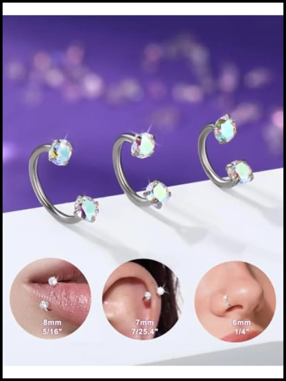 Titanium Horseshoe Nose Ring 18G Internally Threaded Piercing Jewelry
